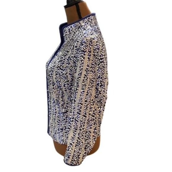 Carlisle Blue and White Sequin Women’s Blazer with Hook & Eye Closure – Size 10 - Picture 5 of 10